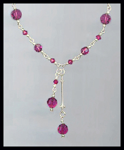 Fuchsia Pink Double Drop Crystal Necklace
