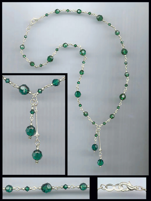 Emerald Green Double Drop Crystal Necklace