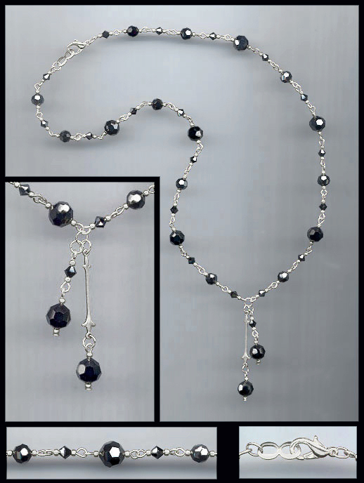 Hematite Double Drop Crystal Necklace