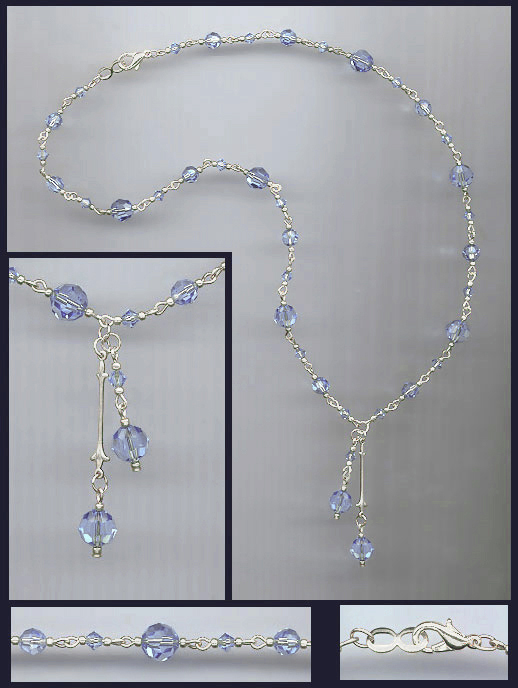 Light Blue Double Drop Crystal Necklace