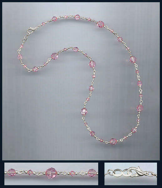 Simple Light Pink Crystal Necklace