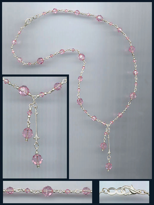 Light Pink Double Drop Crystal Necklace
