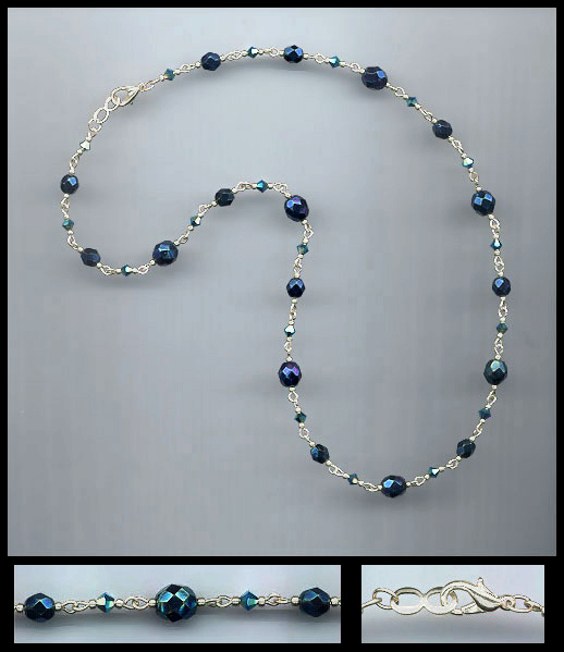 Simple Midnight Blue Crystal Necklace