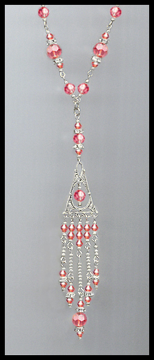Deco Style Coral Sunset Crystal Necklace