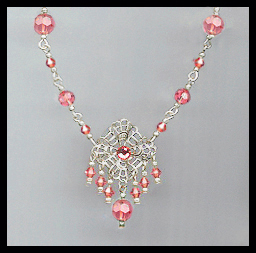 Coral Sunset Crystal and Filigree Necklace