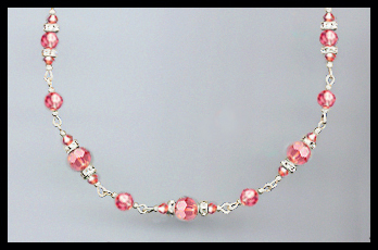 Swarovski Rondelle and Coral Sunset Necklace
