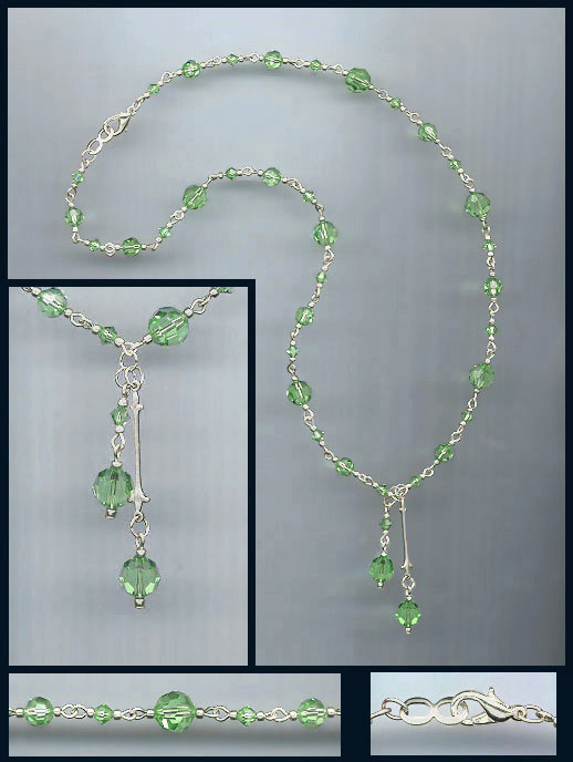 Spring Green Double Drop Crystal Necklace