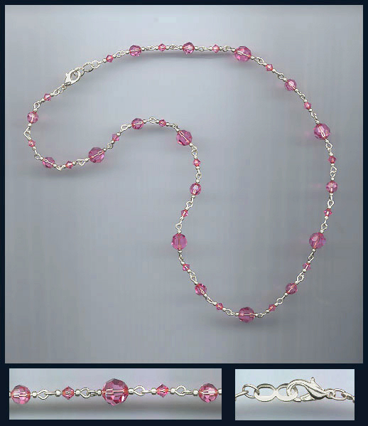 Basic Rose Pink Crystal Necklace