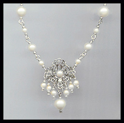 Faux Pearl and Filigree Necklace
