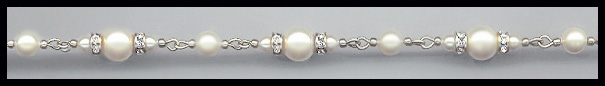 Silver Rondelle and Cream Pearl Chain