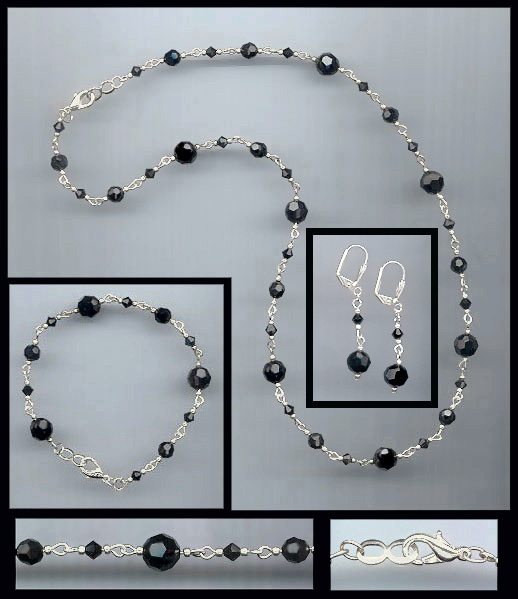 Swarovski Jet Black Crystal Necklace Set