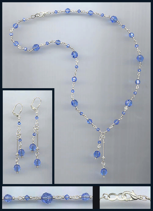 Swarovski Sapphire Blue Crystal Necklace Set