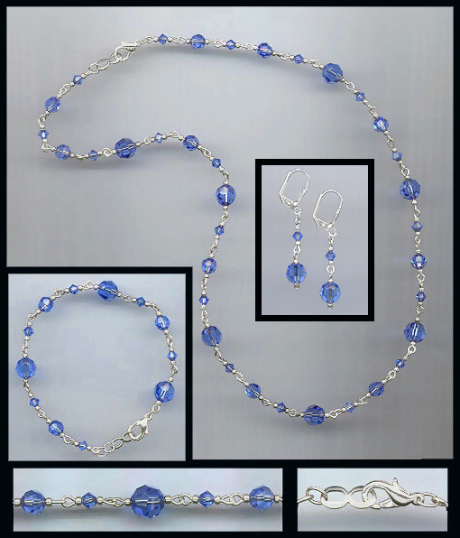 Swarovski Sapphire Blue Crystal Necklace Set