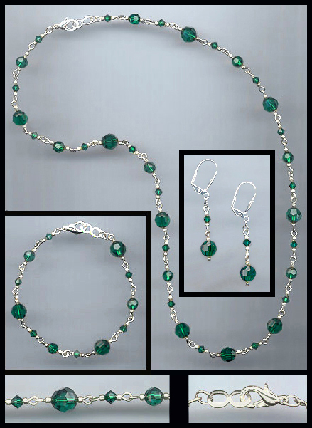 Swarovski Emerald Green Crystal Necklace Set