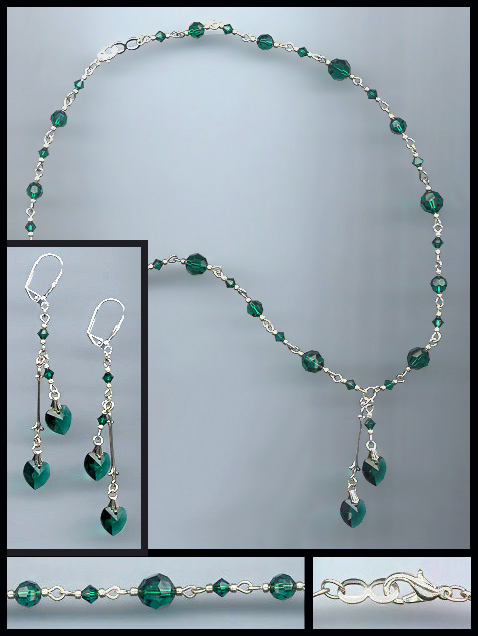 Swarovski Emerald Double Crystal Heart Necklace