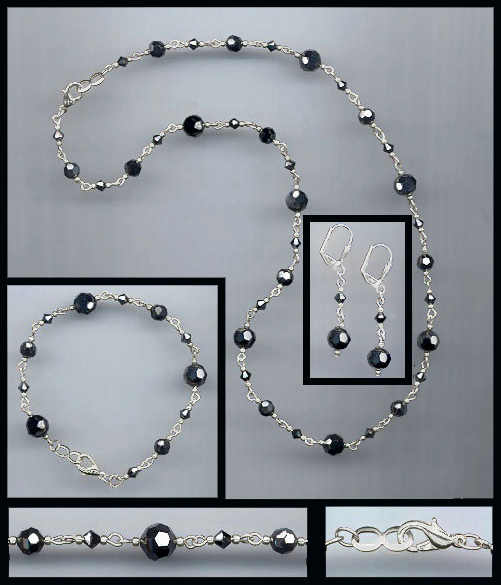 Swarovski Hematite Crystal Necklace Set
