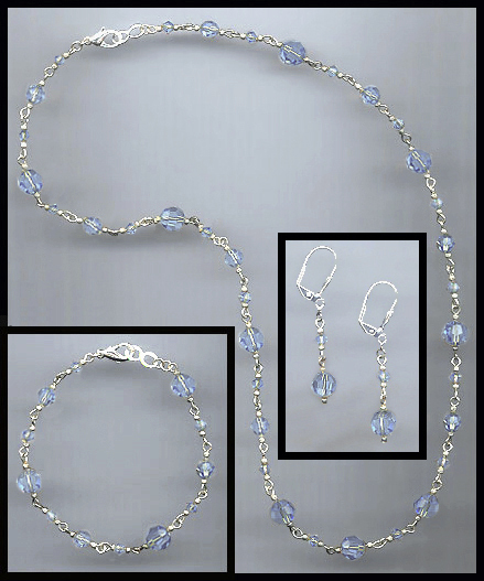 Swarovski Light Blue Crystal Necklace Set