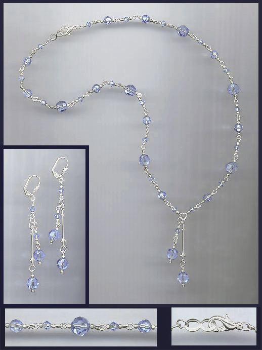 Swarovski Light Blue Crystal Drop Necklace Set