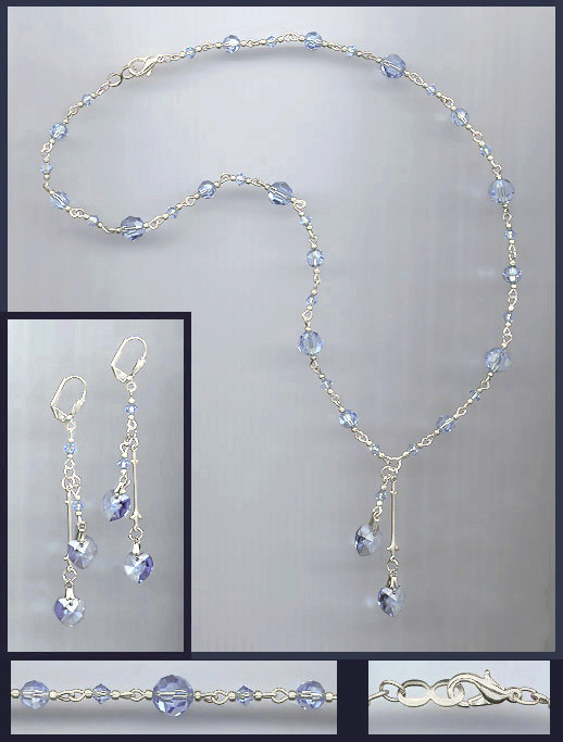 Swarovski Light Blue Double Crystal Heart Necklace