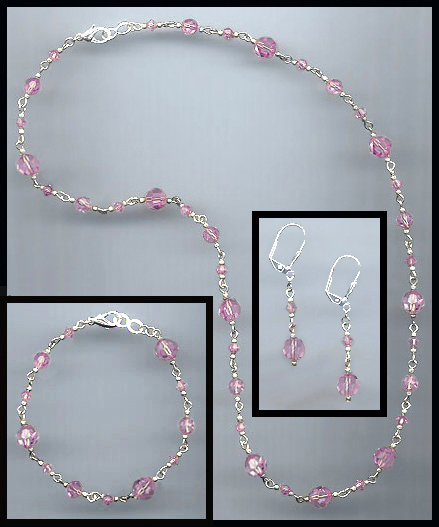 Swarovski Light Pink Crystal Necklace Set