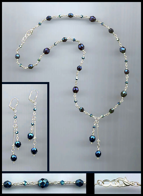 Swarovski Midnight Blue Crystal Drop Necklace Set