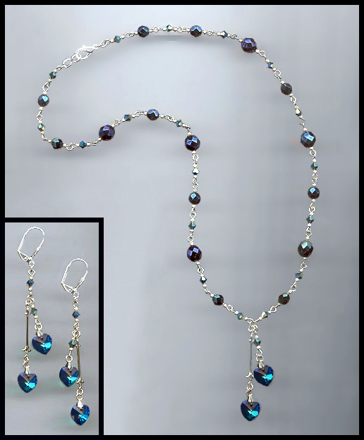 Swarovski Midnight Blue Heart Necklace Set