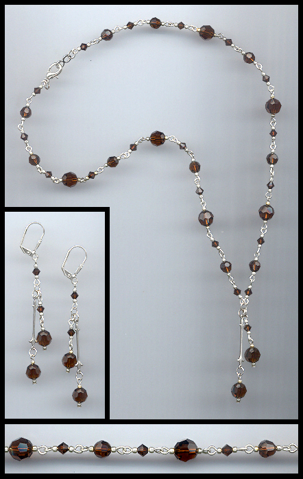 Swarovski Mocca Brown Crystal Necklace Set