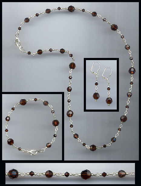 Swarovski Chocolate Brown Crystal Necklace Set