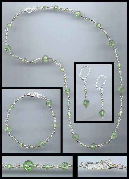 Swarovski Peridot Green Crystal Necklace Set