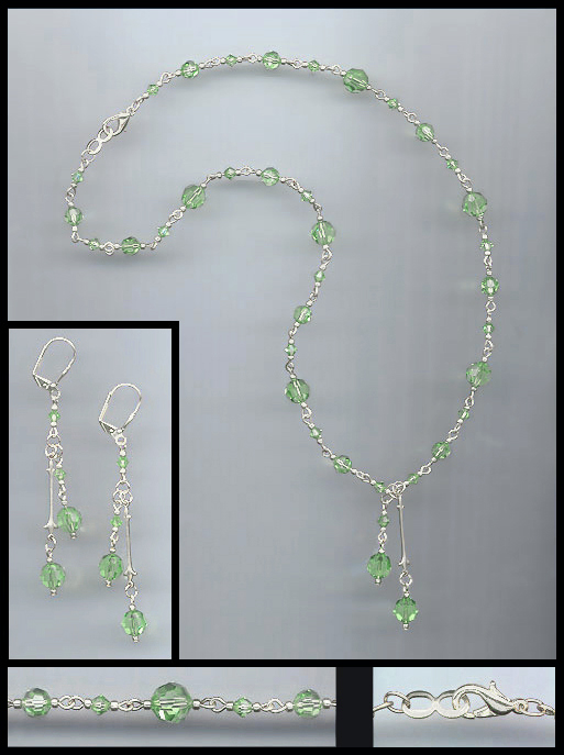 Swarovski Peridot Green Crystal Necklace Set