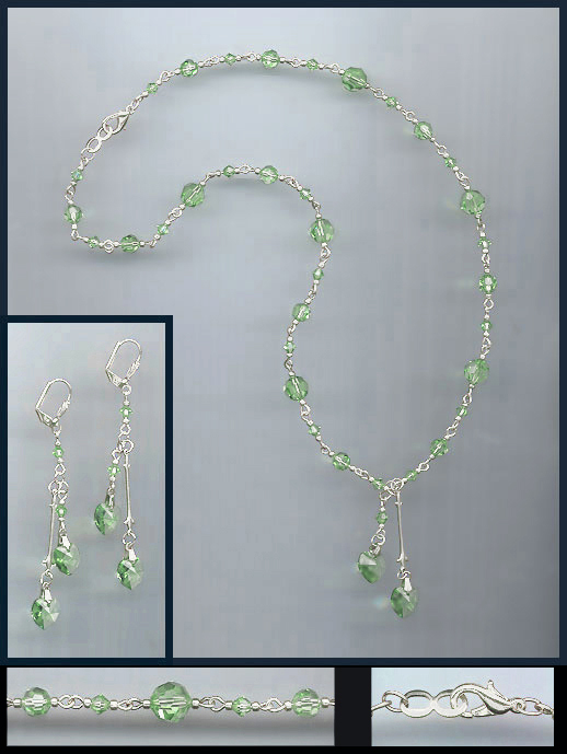Swarovski Peridot Green Double Crystal Heart Necklace