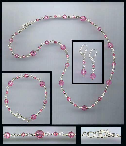 Swarovski Rose Pink Crystal Necklace Set