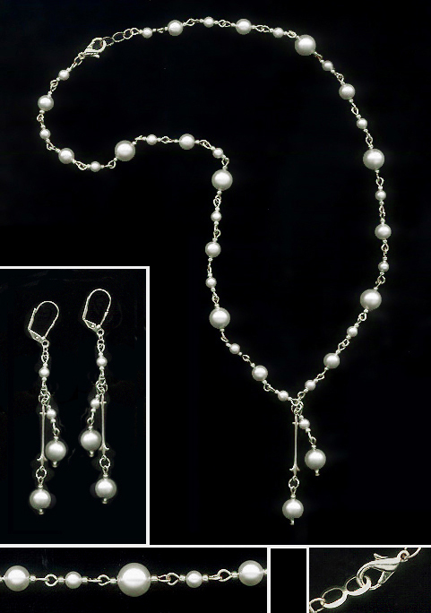Swarovski Cream Pearl  Drop Necklace Set