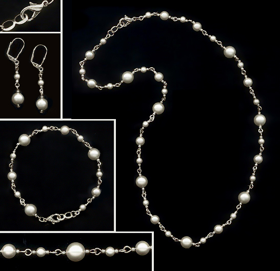 Swarovski Cream Pearl Necklace Set