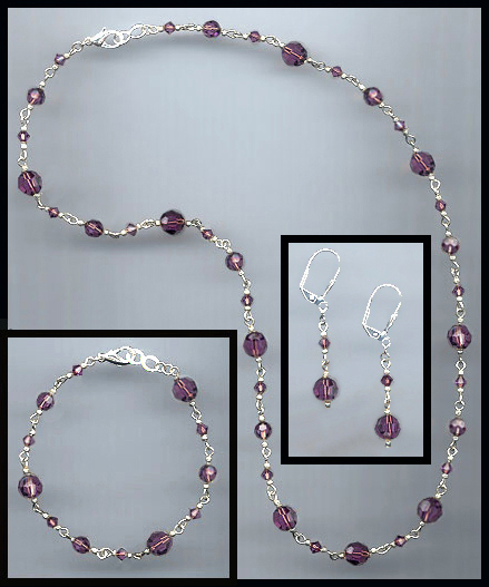 Swarovski Amethyst Purple Crystal Necklace Set