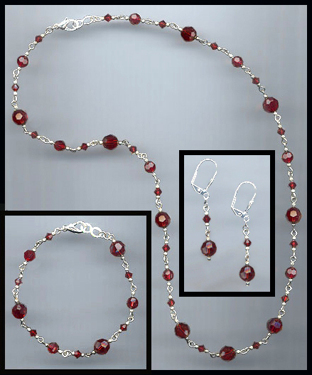 Swarovski Ruby Red Crystal Necklace Set