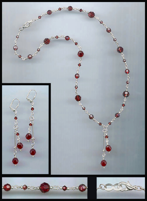 Swarovski Ruby Red Crystal Necklace Set