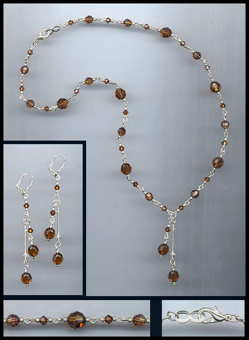 Swarovski Coffee Brown Crystal Necklace Set
