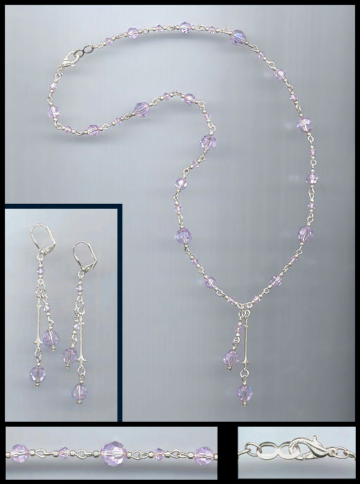 Swarovski Violet Crystal Drop Necklace Set