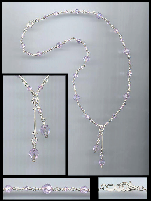 Violet Double Drop Crystal Necklace