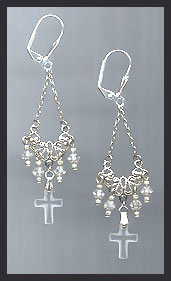 Vintage Clear Cross Earrings