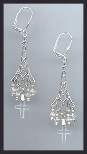 Clear Crystal Cross Earrings