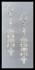 Clear Crystal Cross Vintage Earrings
