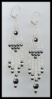 Hematite Crystal Chandelier Earrings