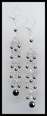 4" Hematite Chandelier Earrings