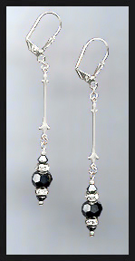 Silver Hematite Crystal Rondelle Earrings