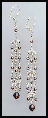 4" Mocca Brown Chandelier Earrings
