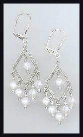 Opal White Crystal Earrings