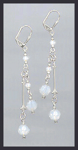 Opal White Crystal Drop Earrings