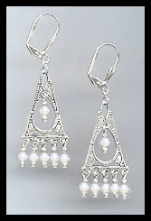 Deco Style Opal White Earrings